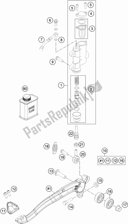 Tutte le parti per il Controllo Del Freno Posteriore del KTM 85 SX 17/ 14 2018