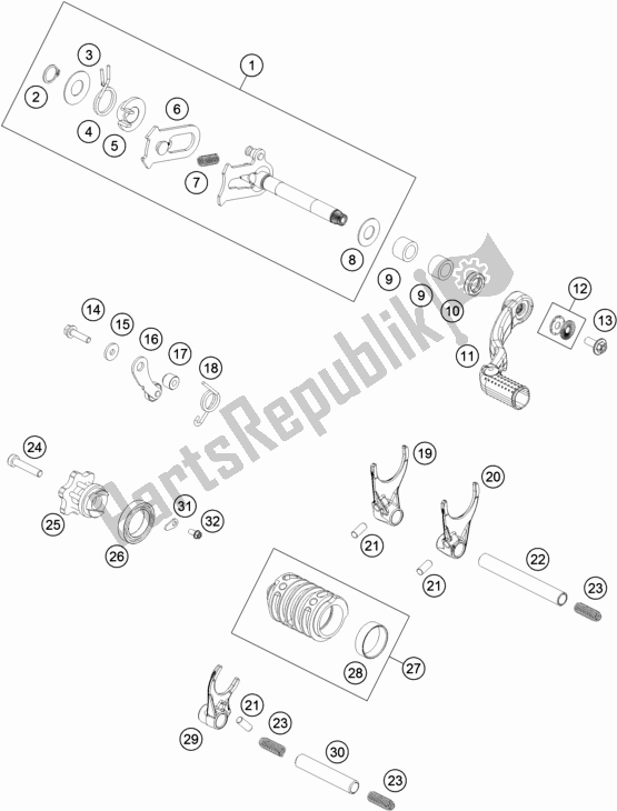 Alle onderdelen voor de Schakelmechanisme van de KTM 85 SX 17/ 14 2018