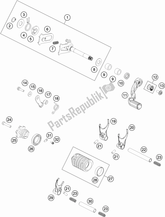 Wszystkie części do Mechanizm Zmiany Biegów KTM 85 SX 17/ 14 2018