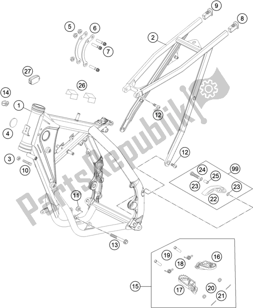 All parts for the Frame of the KTM 85 SX 17/ 14 EU 2017
