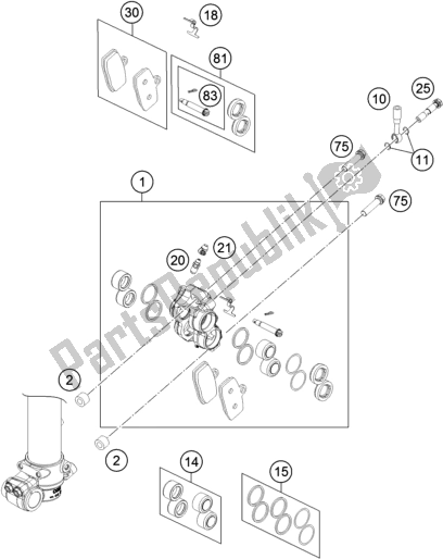 All parts for the Front Brake Caliper of the KTM 85 SX 17/ 14 EU 2017