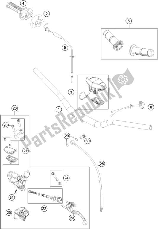 All parts for the Handlebar, Controls of the KTM 85 SX 17/ 14 EU 2017