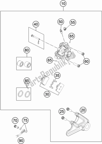 All parts for the Rear Brake Caliper of the KTM 85 SX 17/ 14 EU 2017