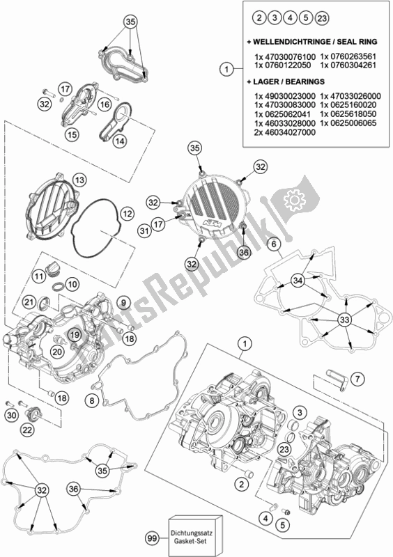 Toutes les pièces pour le Carter Moteur du KTM 85 SX 17/ 14 EU 2018