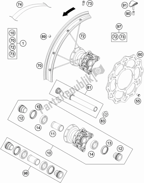 Todas las partes para Rueda Delantera de KTM 85 SX 17/ 14 EU 2019