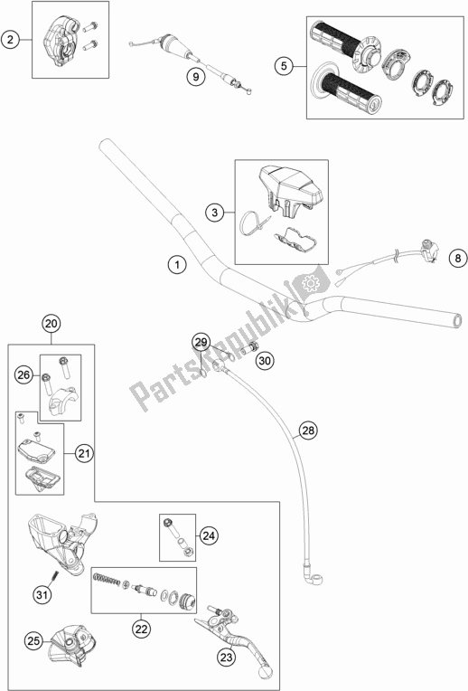 All parts for the Handlebar, Controls of the KTM 85 SX 17/ 14 EU 2019