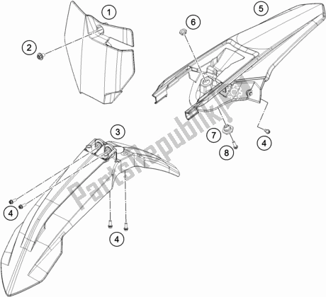 Tutte le parti per il Maschera, Parafanghi del KTM 85 SX 17/ 14 EU 2019