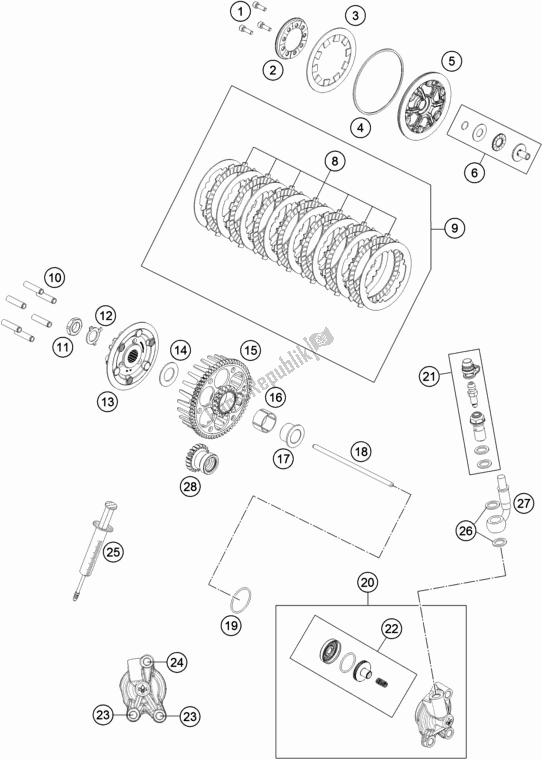 All parts for the Clutch of the KTM 85 SX 17/ 14 EU 2020