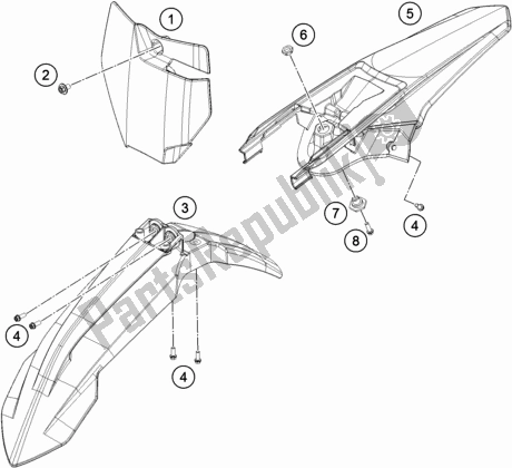 Tutte le parti per il Maschera, Parafanghi del KTM 85 SX 17/ 14 EU 2020