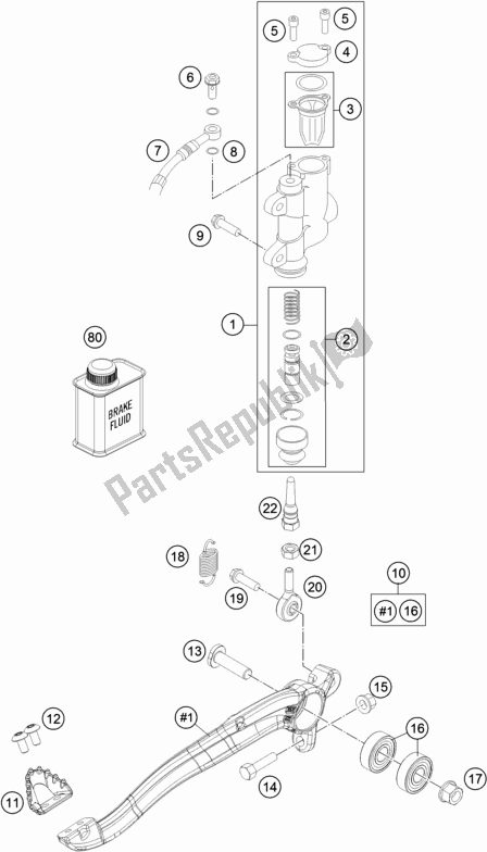 Tutte le parti per il Controllo Del Freno Posteriore del KTM 85 SX 17/ 14 EU 2020