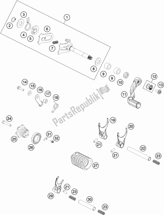 All parts for the Shifting Mechanism of the KTM 85 SX 17/ 14 EU 2020