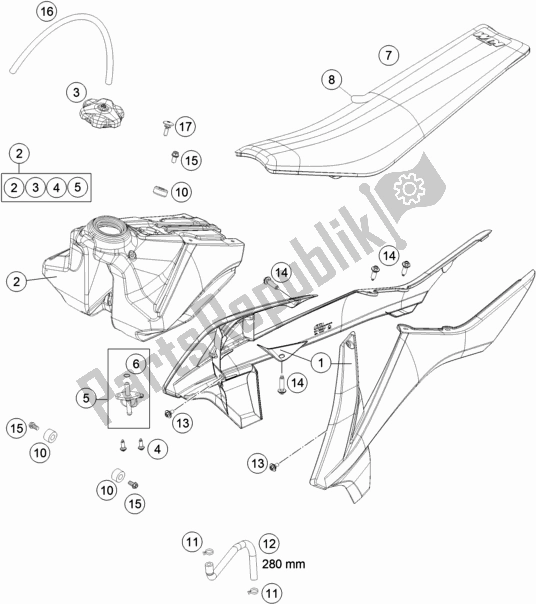 All parts for the Tank, Seat of the KTM 85 SX 17/ 14 EU 2020