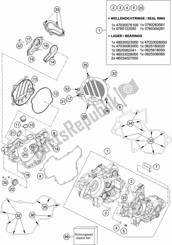 All parts for the Engine Case of the KTM 85 SX 17/ 14 EU 2021