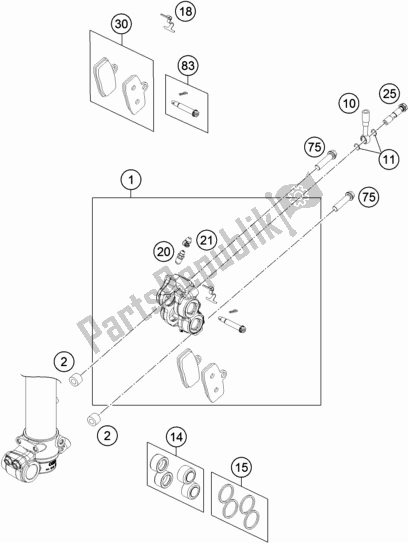 All parts for the Brake Caliper Front of the KTM 85 SX 19/ 16 2018