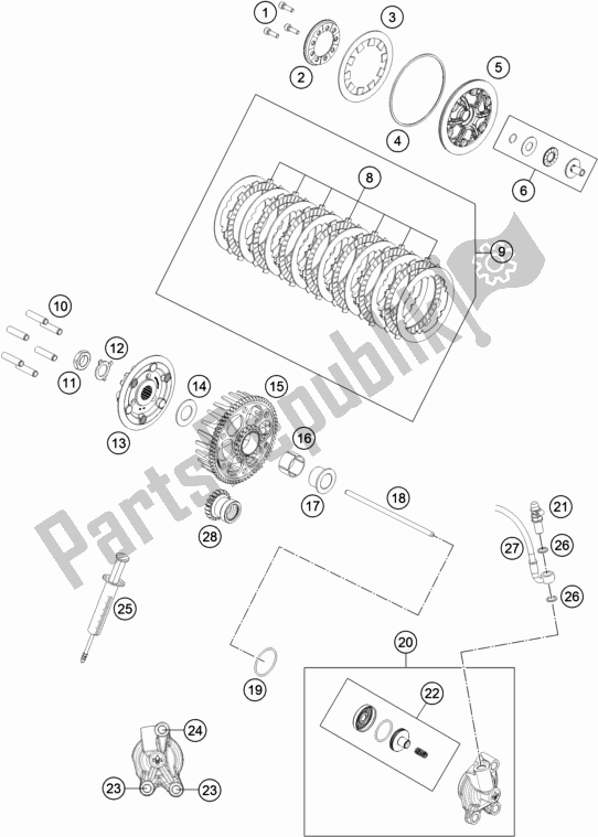 Alle onderdelen voor de Koppeling van de KTM 85 SX 19/ 16 2018