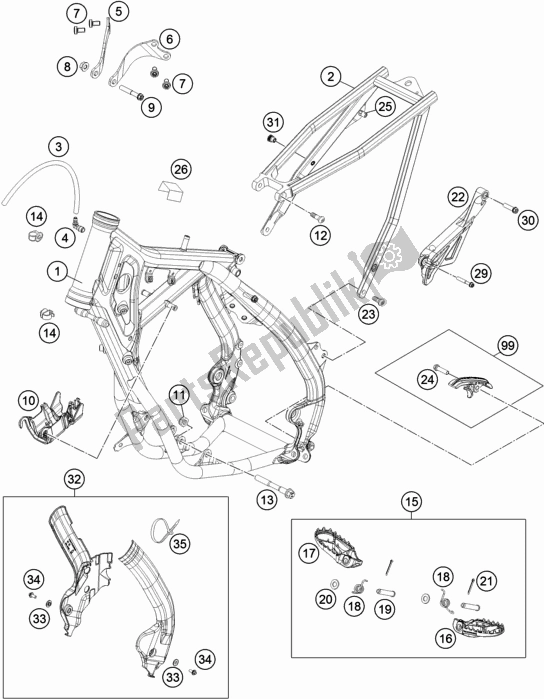 Alle onderdelen voor de Kader van de KTM 85 SX 19/ 16 2018