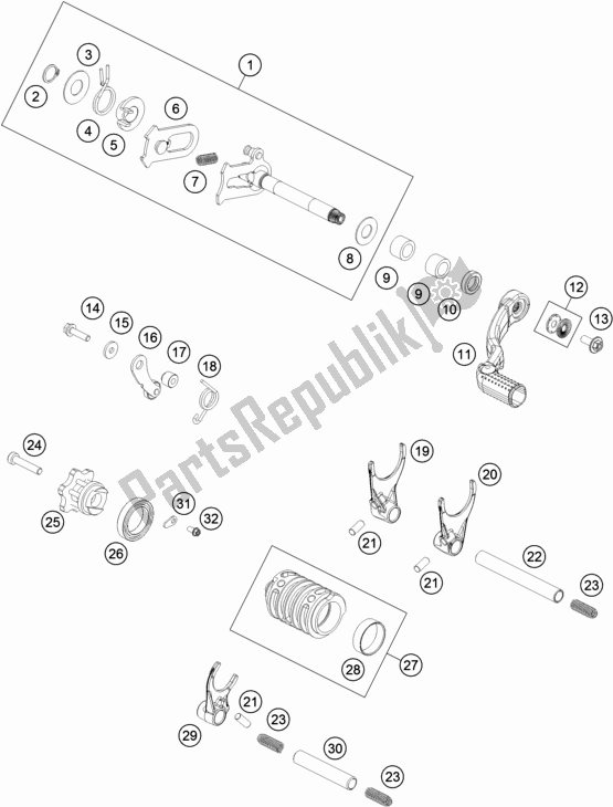 All parts for the Shifting Mechanism of the KTM 85 SX 19/ 16 2018