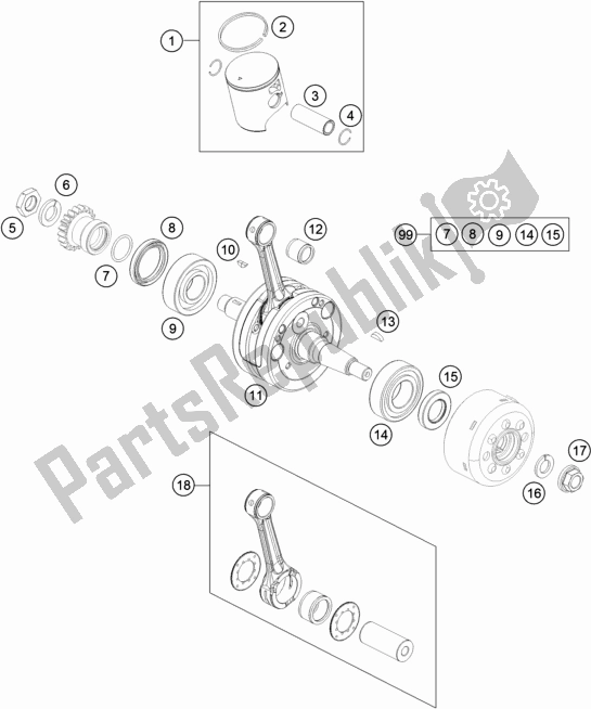 Toutes les pièces pour le Vilebrequin, Piston du KTM 85 SX 19/ 16 2019