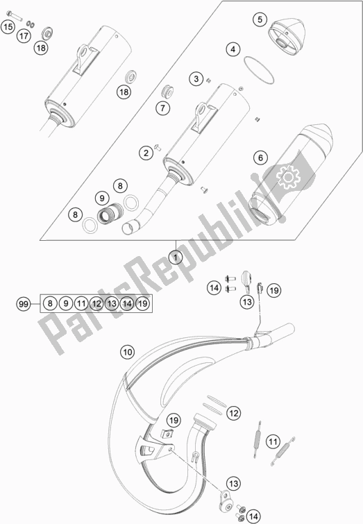 Toutes les pièces pour le Système D'échappement du KTM 85 SX 19/ 16 2019