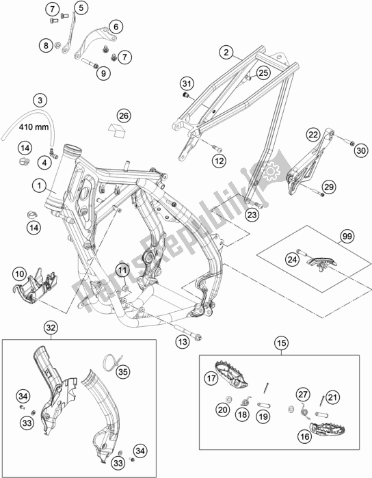 Todas las partes para Marco de KTM 85 SX 19/ 16 2019 Todas las partes para Marco de KTM 85 SX 19/ 16 2019