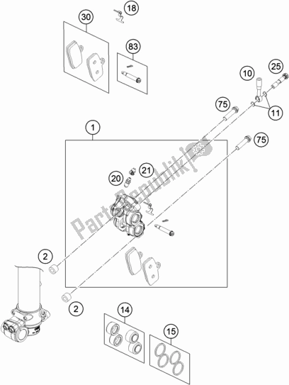 All parts for the Front Brake Caliper of the KTM 85 SX 19/ 16 2019