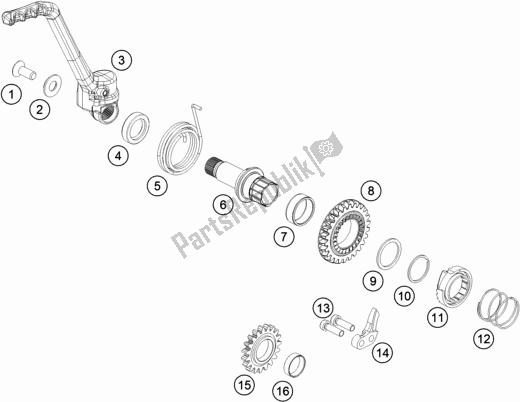 All parts for the Kick Starter of the KTM 85 SX 19/ 16 2019