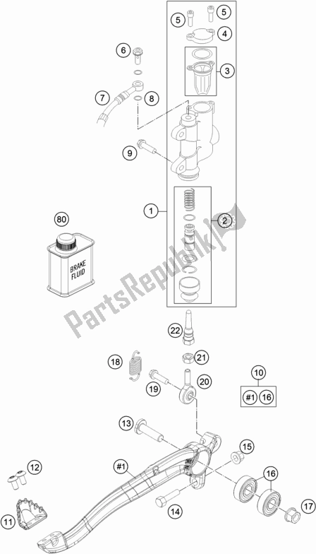 Toutes les pièces pour le Commande De Frein Arrière du KTM 85 SX 19/ 16 2019