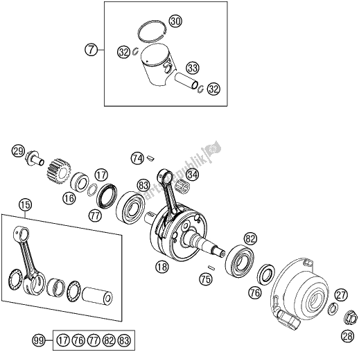 Toutes les pièces pour le Vilebrequin, Piston du KTM 85 SX 19/ 16 EU 2017