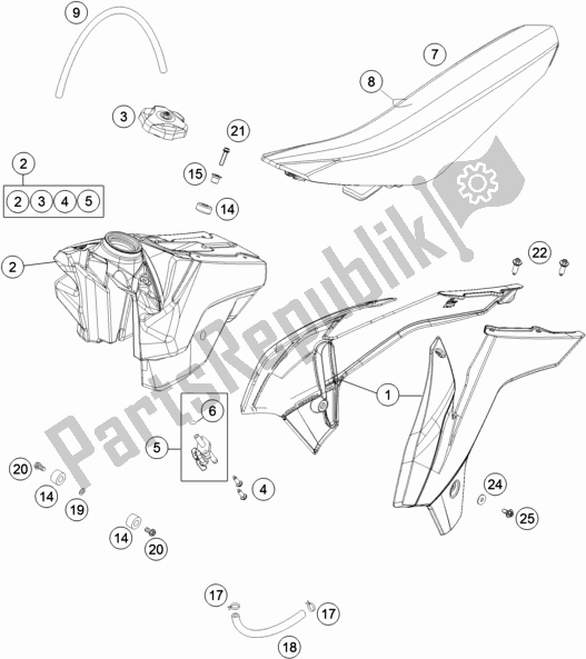 Todas as partes de Tanque, Assento do KTM 85 SX 19/ 16 EU 2017