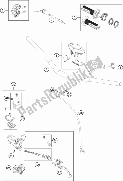 Todas as partes de Guiador, Controles do KTM 85 SX 19/ 16 EU 2018