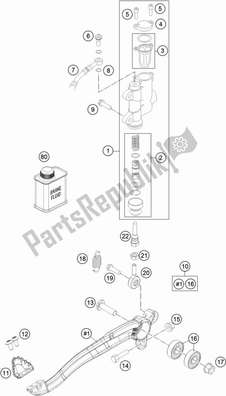 Tutte le parti per il Controllo Del Freno Posteriore del KTM 85 SX 19/ 16 EU 2018