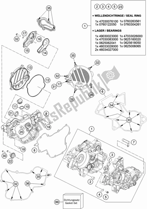 Toutes les pièces pour le Carter Moteur du KTM 85 SX 19/ 16 EU 2019