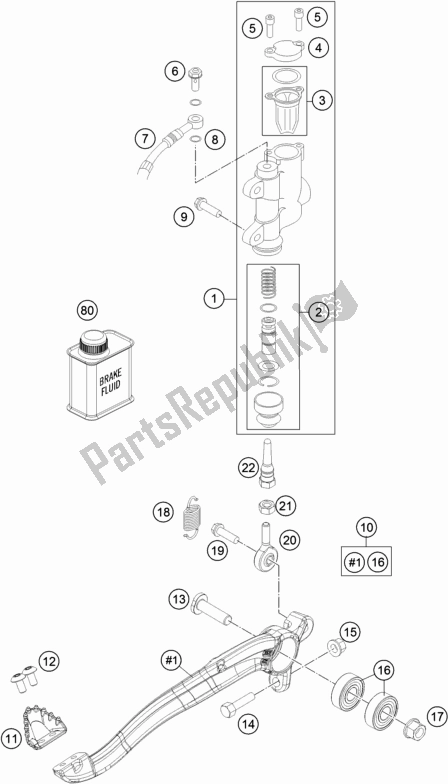 All parts for the Rear Brake Control of the KTM 85 SX 19/ 16 EU 2019