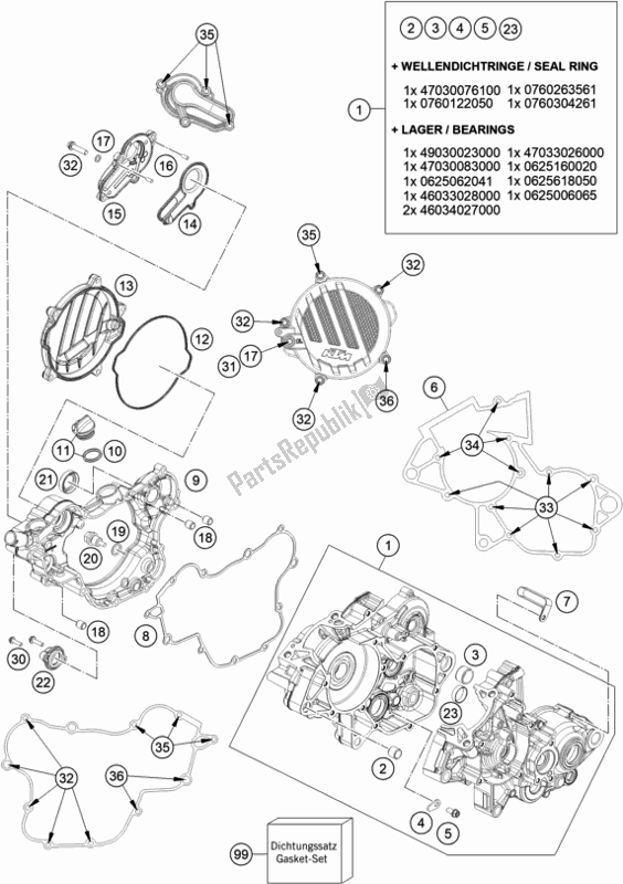 Alle onderdelen voor de Motorhuis van de KTM 85 SX 19/ 16 EU 2020