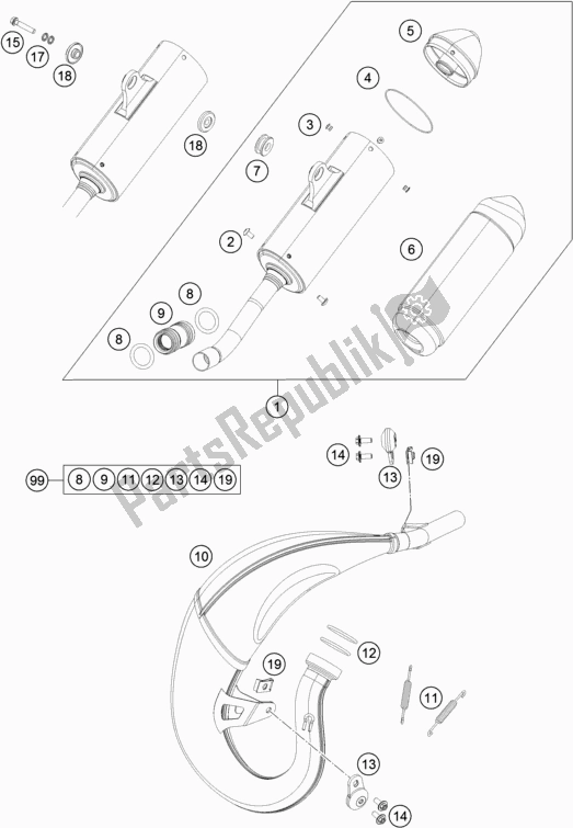 Tutte le parti per il Impianto Di Scarico del KTM 85 SX 19/ 16 EU 2020