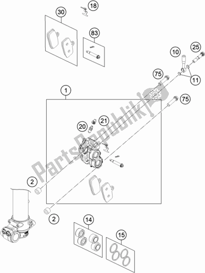 All parts for the Front Brake Caliper of the KTM 85 SX 19/ 16 EU 2020