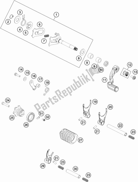 All parts for the Shifting Mechanism of the KTM 85 SX 19/ 16 EU 2020