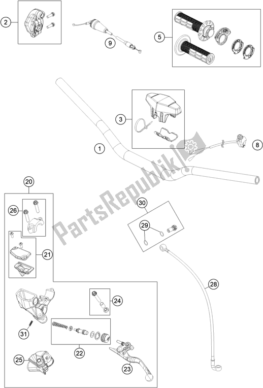 All parts for the Handlebar, Controls of the KTM 85 SX 19/ 16 EU 2021