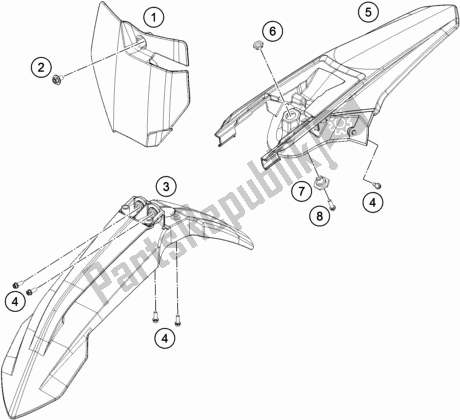 Tutte le parti per il Maschera, Parafanghi del KTM 85 SX 19/ 16 EU 2021