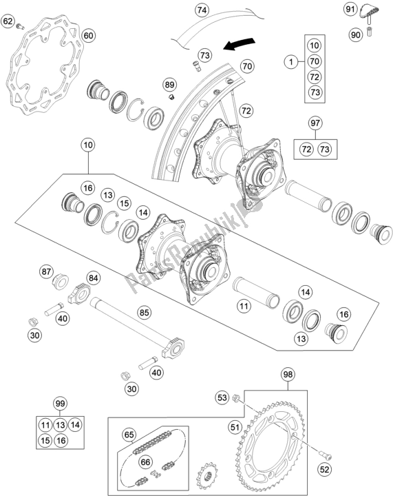 Toutes les pièces pour le Roue Arrière du KTM 85 SX 19/ 16 EU 2021