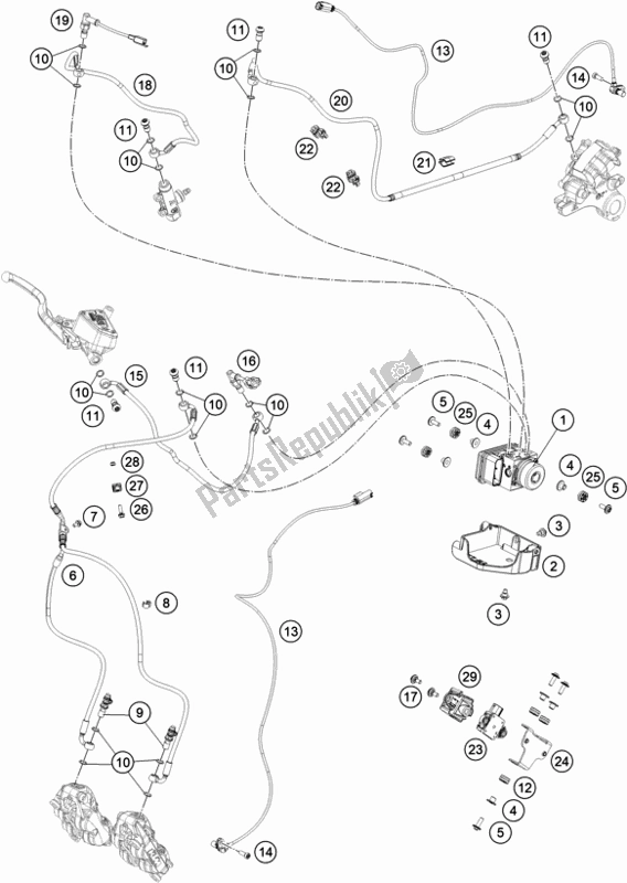 All parts for the Antiblock System Abs of the KTM 890 Adventure,black EU 2021