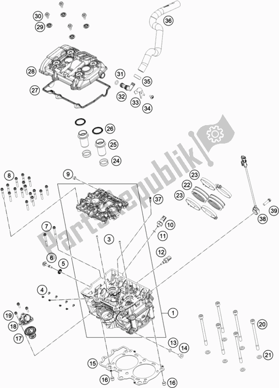 All parts for the Cylinder Head of the KTM 890 Adventure,black EU 2021