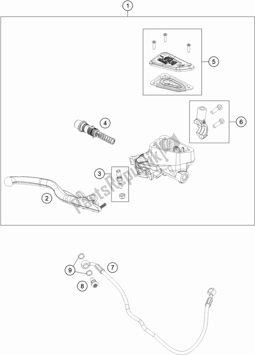 All parts for the Front Brake Control of the KTM 890 Adventure,black EU 2021