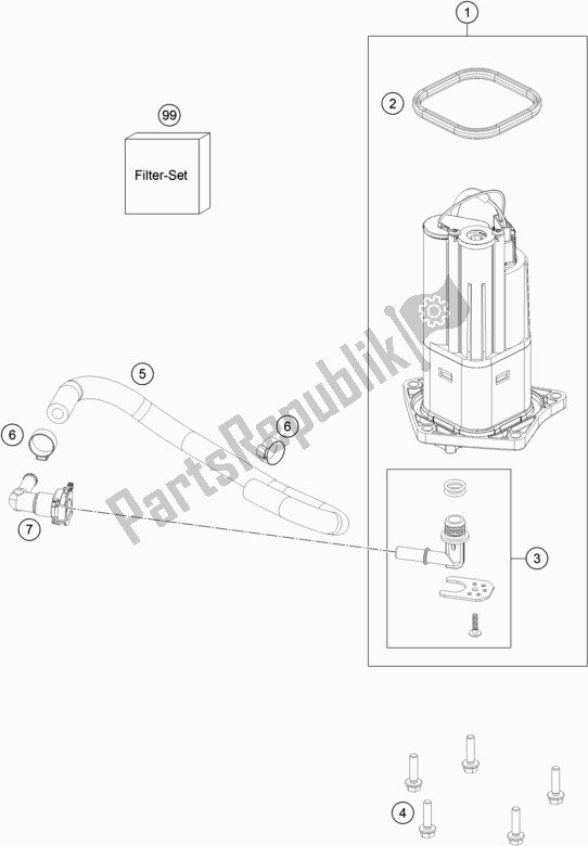 All parts for the Fuel Pump of the KTM 890 Adventure,black EU 2021