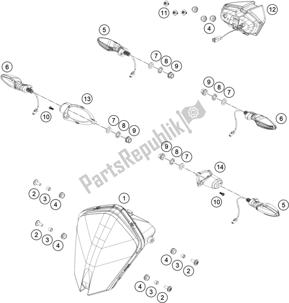 Tutte le parti per il Sistema Di Illuminazione del KTM 890 Adventure,black EU 2021