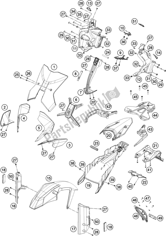 All parts for the Mask, Fenders of the KTM 890 Adventure,black EU 2021