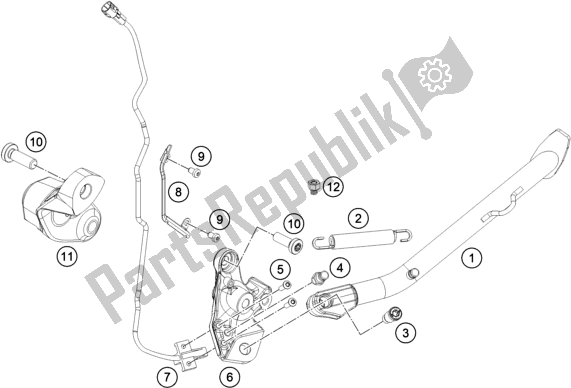 All parts for the Side / Center Stand of the KTM 890 Adventure,black EU 2021