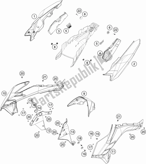 All parts for the Side Trim of the KTM 890 Adventure,black EU 2021