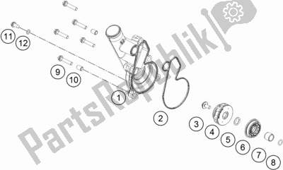 All parts for the Water Pump of the KTM 890 Adventure,black EU 2021