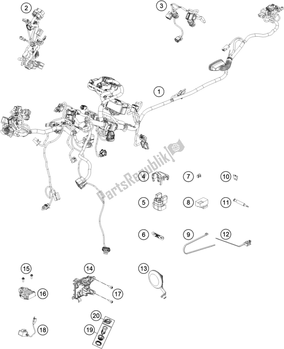 All parts for the Wiring Harness of the KTM 890 Adventure,black EU 2021